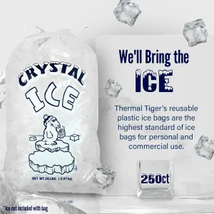 10 LB Ice Bags with Drawstring (500 Count) — Reusable Freezer Bags for Storage — Large Clear Plastic Bags