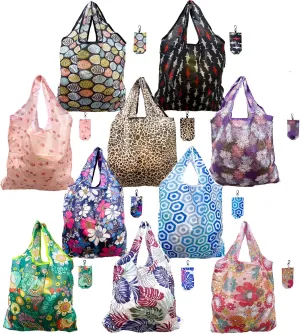 10 Pack Reusable Grocery Bags, 50LBS Foldable Reusable Grocery Nylon Shopping Bags, Machine Washable Waterproof