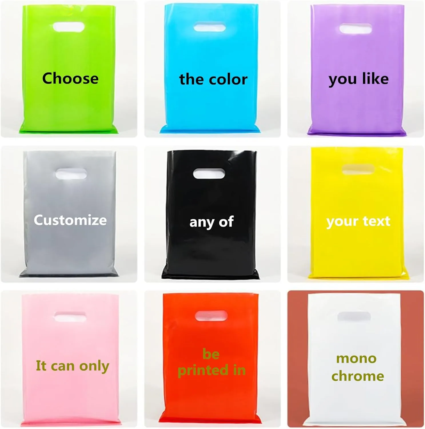 100 Affordable custom plastic bags with logo for clothing stores, boutiques, retailers, trade shows and small businesses, party events, etc. (17.7x21.7in)