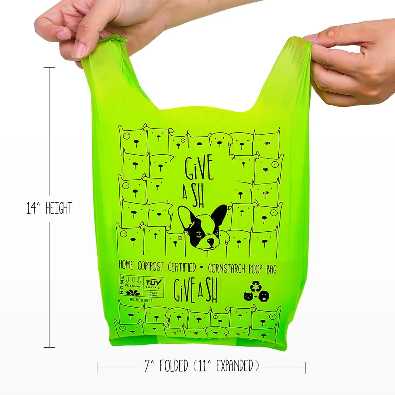 100% Certified Home Compostable Dog Poop Bags with Handles - 10% to Charity - ASTM D6400 & EN 13432 Compliant Large Poop Bags - 120 Bags - Large Pantry Roll of Plant Based Compostable Poop Bags