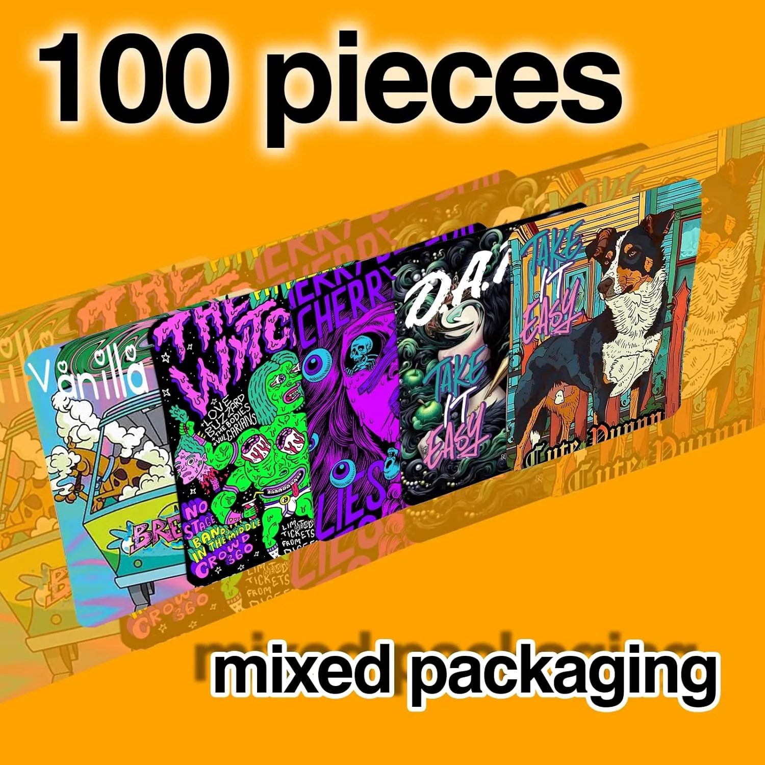 100 Pcs Kraft Paper Creative Design Colored Printing Self Sealing Bags 5.3 * 3.5 inches, Candy, Biscuit, Party, Retail, Small Business Craft
