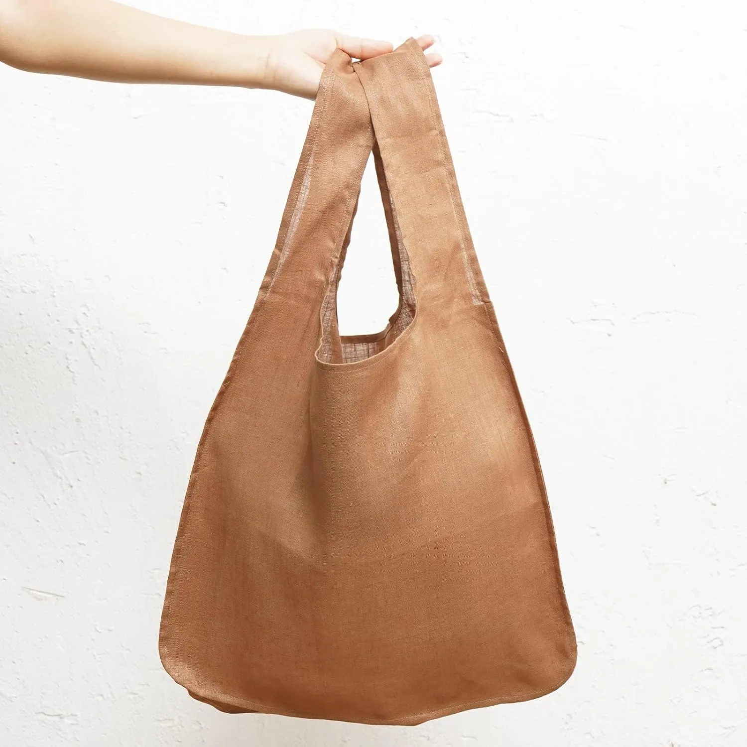 100% Pure Linen Reusable Grocery Bags Shoulder Shopping Bags with Handles, Foldable Grocery Tote Bags