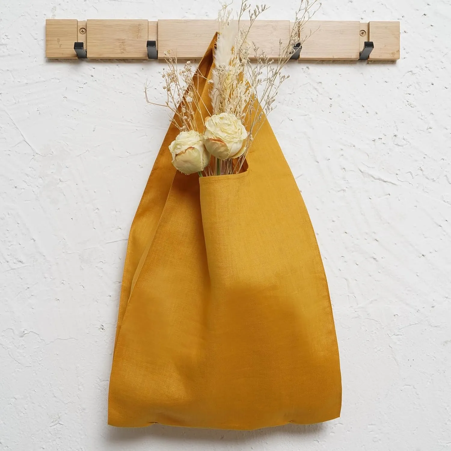 100% Pure Linen Reusable Grocery Bags Shoulder Shopping Bags with Handles, Foldable Grocery Tote Bags