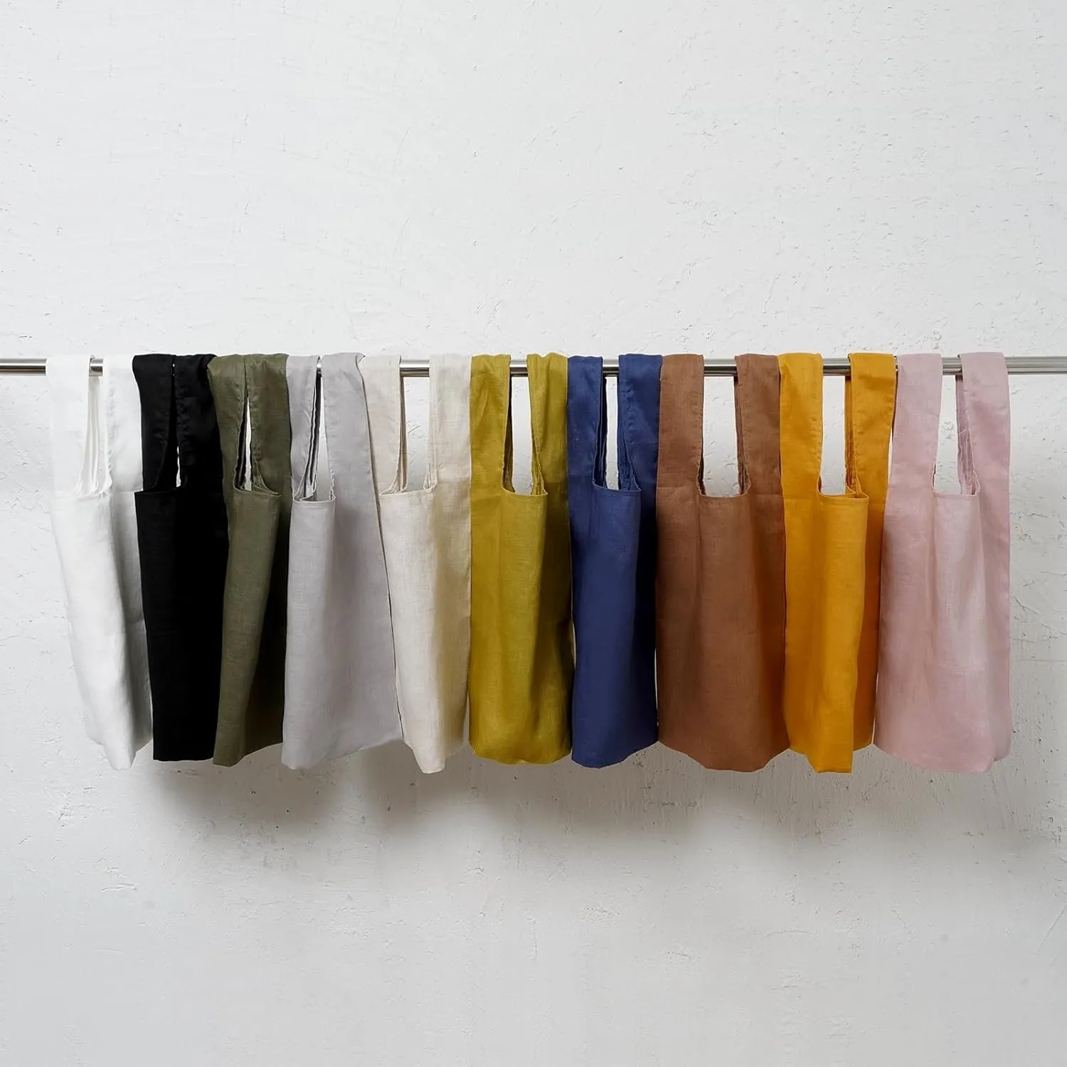 100% Pure Linen Reusable Grocery Bags Shoulder Shopping Bags with Handles, Foldable Grocery Tote Bags