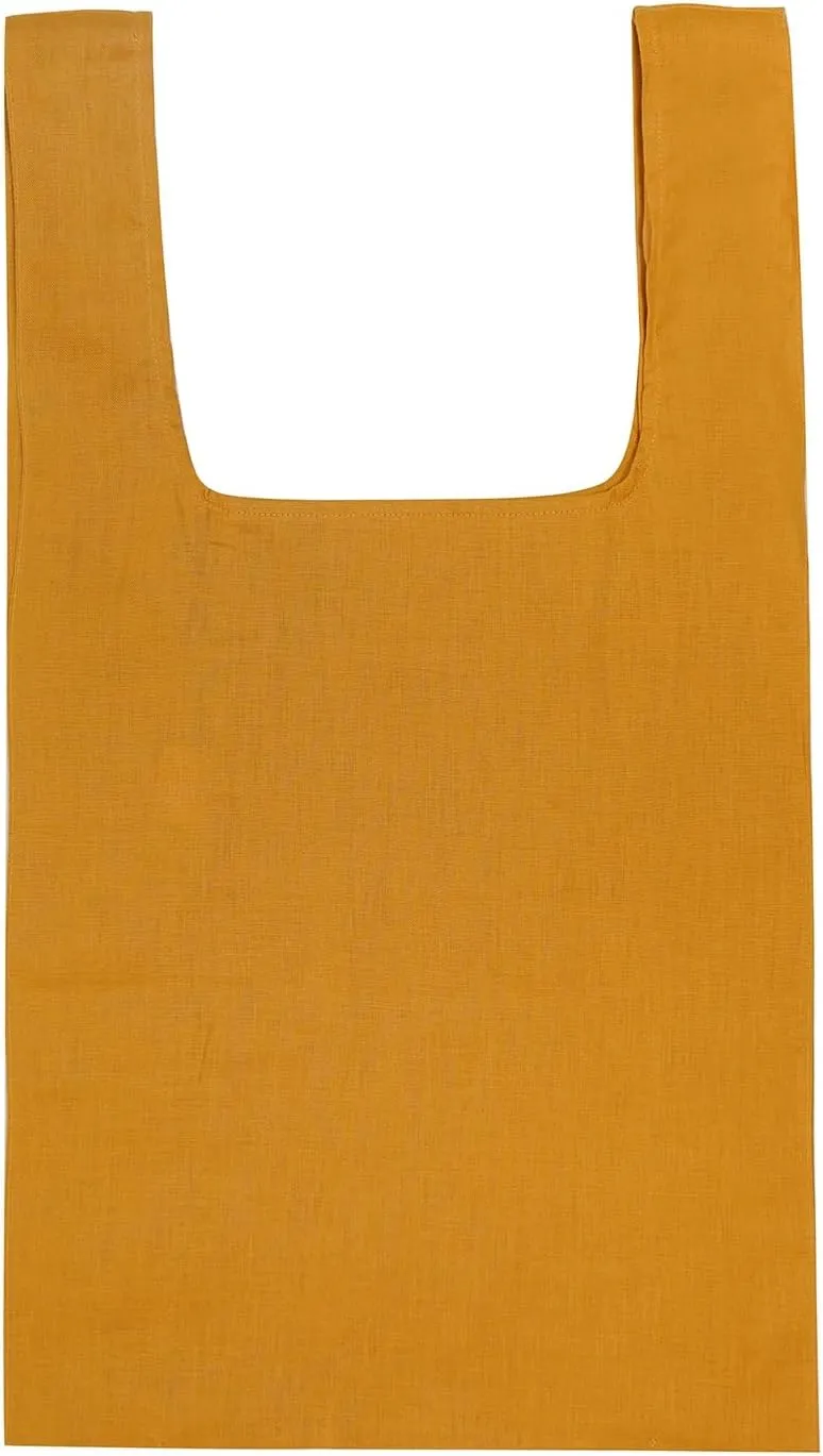 100% Pure Linen Reusable Grocery Bags Shoulder Shopping Bags with Handles, Foldable Grocery Tote Bags