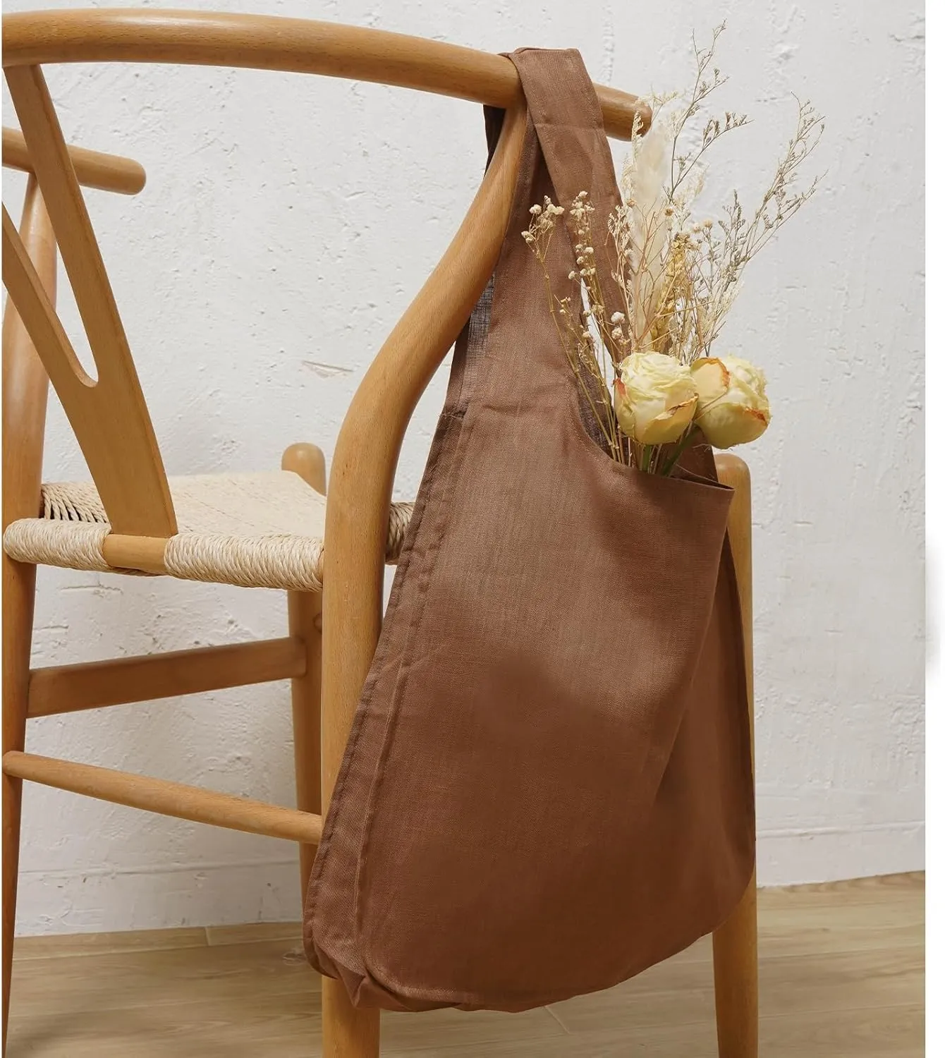 100% Pure Linen Reusable Grocery Bags Shoulder Shopping Bags with Handles, Foldable Grocery Tote Bags