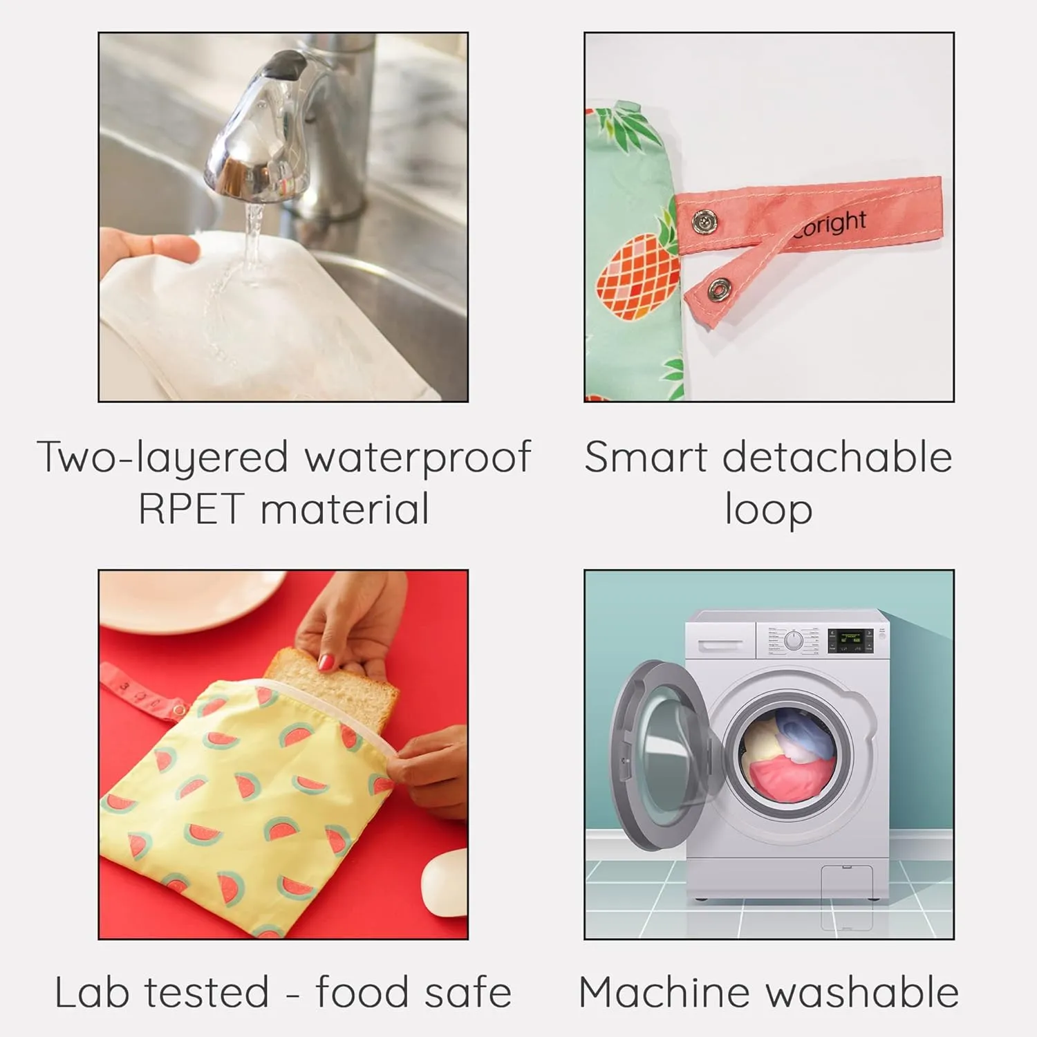 100% RECYCLED Reusable Sandwich Bags & Snack Bags by EcoRight | Food Safe BPA Free | Set of 2