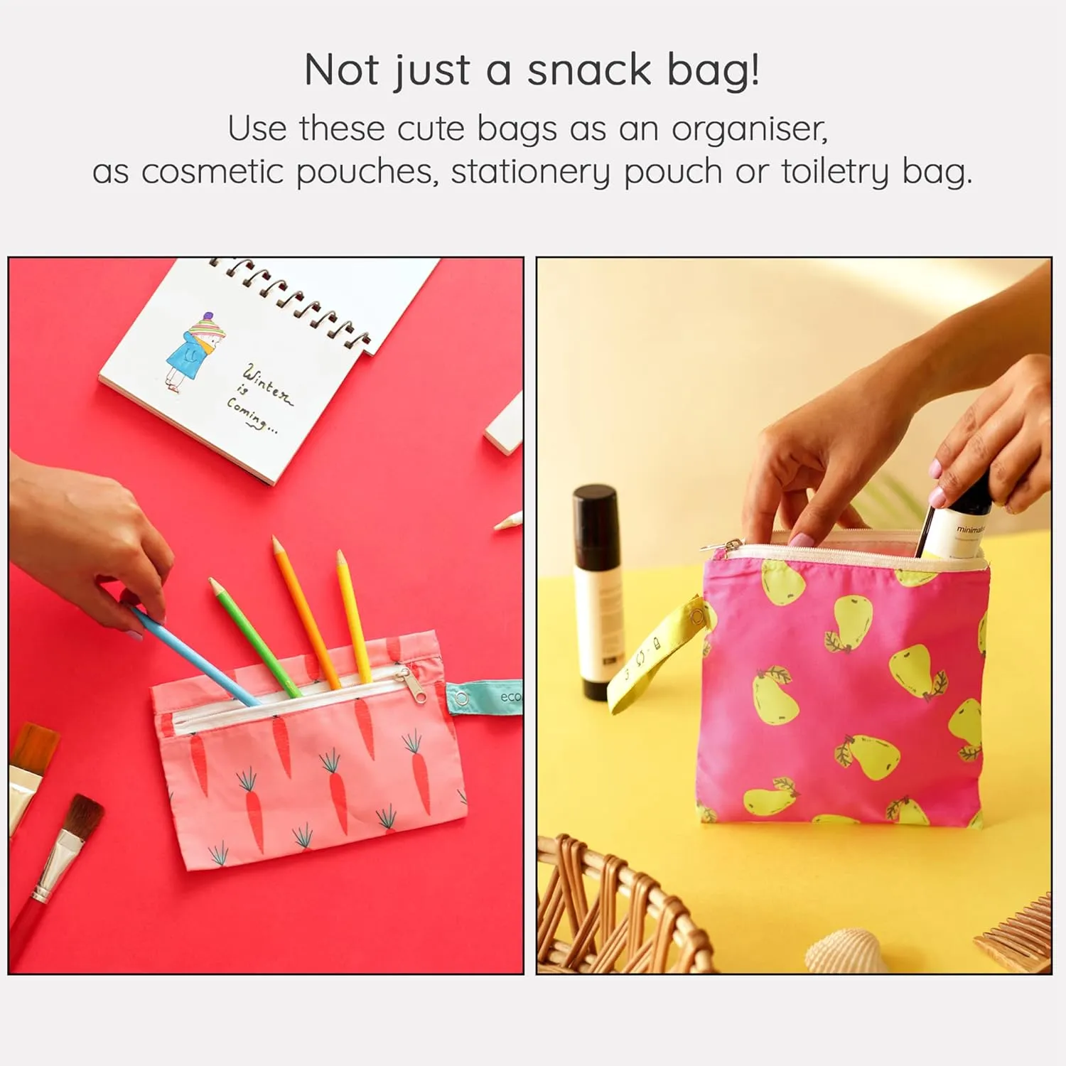 100% RECYCLED Reusable Sandwich Bags & Snack Bags by EcoRight | Food Safe BPA Free | Set of 2