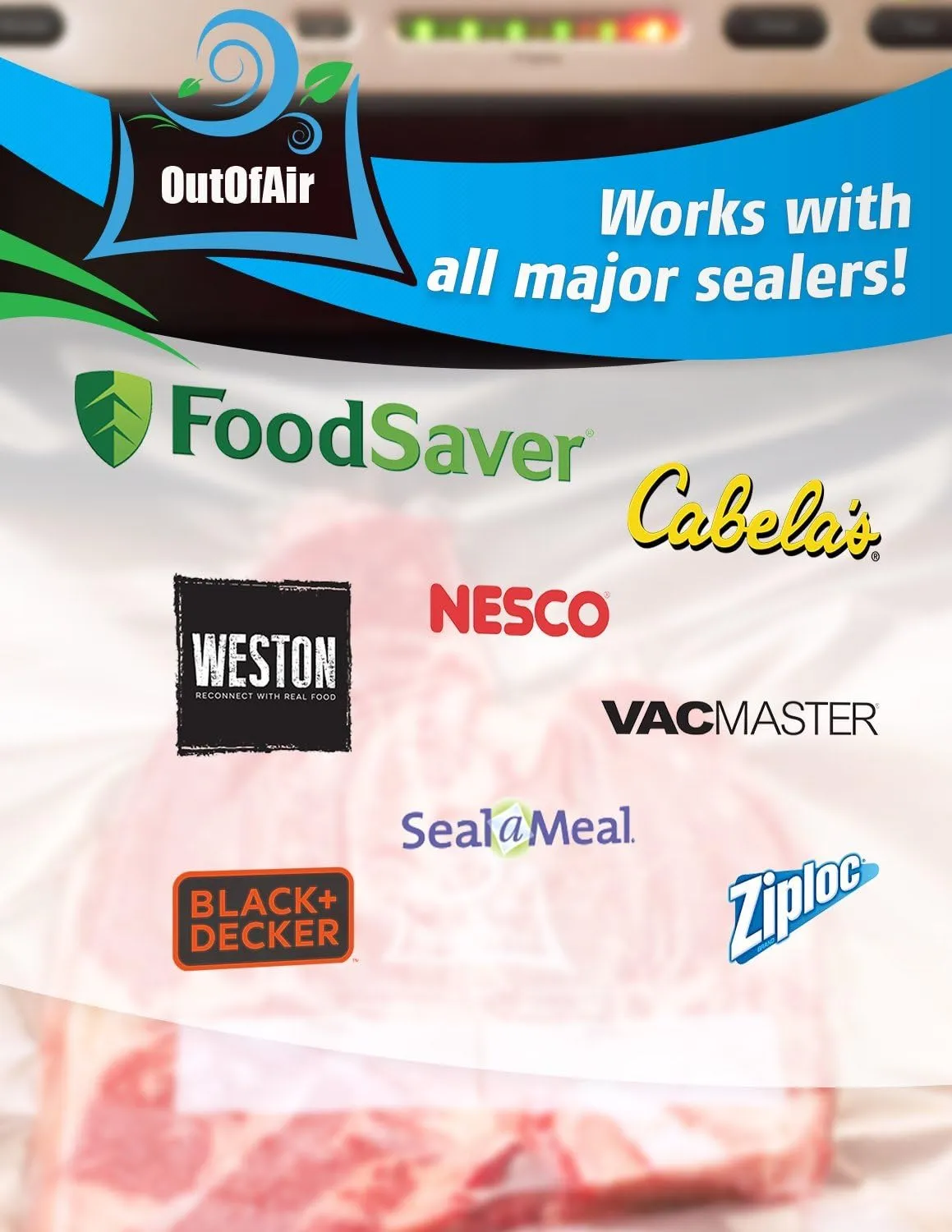 100 Vacuum Sealer Bags: Gallon Size (11" x 16") by OutOfAir Works With FoodSaver & Other Machines - 33% Thicker BPA Free, Commercial Grade, 11 x 16 inches