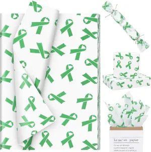 100Pcs Mental Heath Awareness Gift Wrapping Tissue Paper Green Ribbon Awareness Tissue Paper for Gift Bags for Fundraiser Event Mental Health Party DIY Supplies