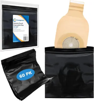 10x10 Ostomy Pouch Disposable Bags, Big Enough for Diapers/Incontinence Products. Mess Free - 60 Count