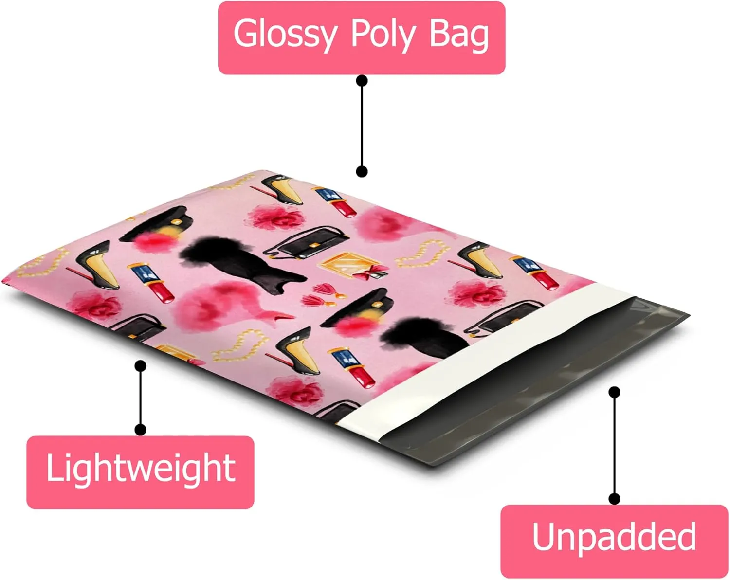 10x13 (100) Fashion Boutique Valentine's Day Designer Poly Mailers Waterproof Self Sealing Tear Resistant Polymailers Shipping Envelopes Premium Printed Bags For Small Businesses