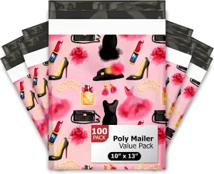 10x13 (100) Fashion Boutique Valentine's Day Designer Poly Mailers Waterproof Self Sealing Tear Resistant Polymailers Shipping Envelopes Premium Printed Bags For Small Businesses
