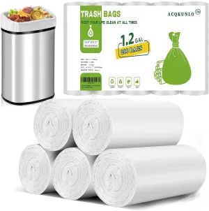 1.2 Gallon Small Biodegradable Trash-Bag Mini-Garbage-Bags - White Compostable 200 Count Unscented Little Kitchen 5l Can For Wastebasket Liners Thick Stron Car Acqkunlo