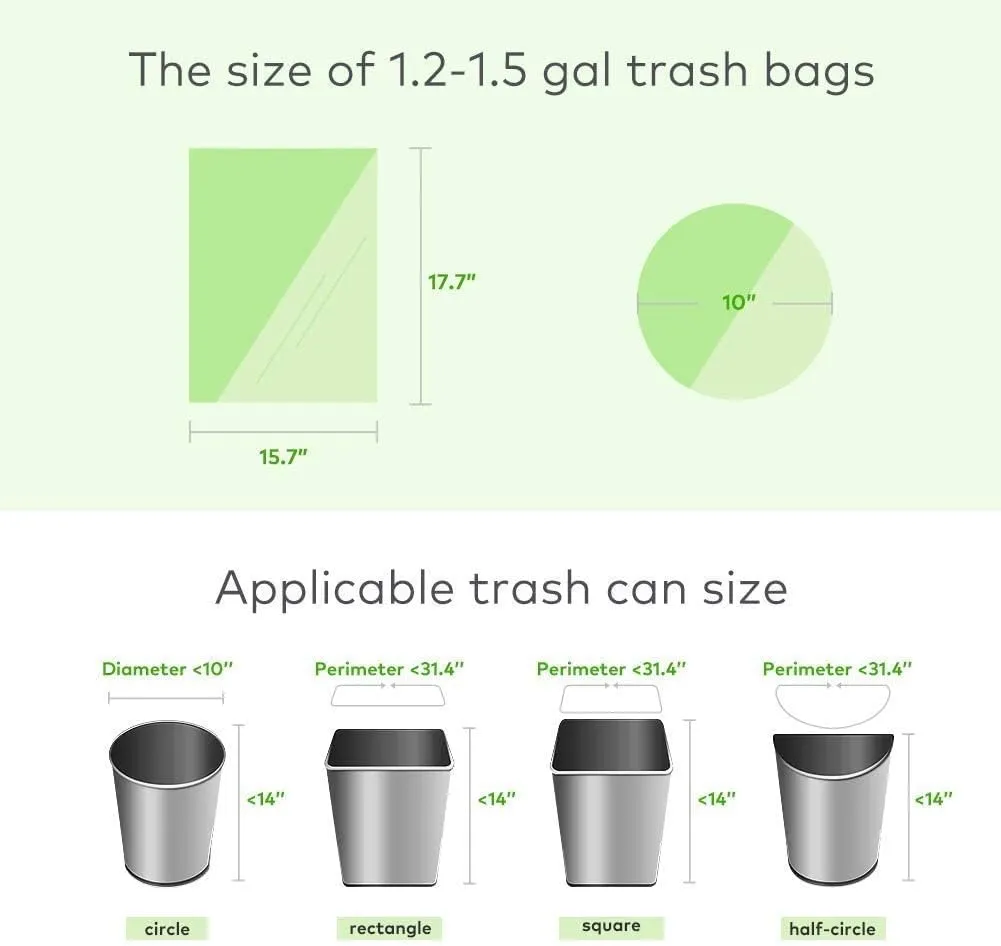 1.2 Gallon Small Trash bags Mini Bathroom Garbage Bags Fit 4.5 Liter Trash-Can-Liners for Bathroom Kitchen Office (150 Counts,Green)