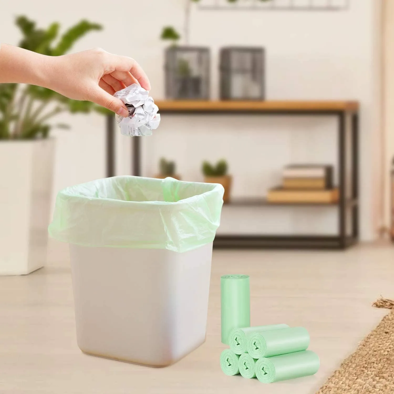 1.2 Gallon Small Trash bags Mini Bathroom Garbage Bags Fit 4.5 Liter Trash-Can-Liners for Bathroom Kitchen Office (150 Counts,Green)