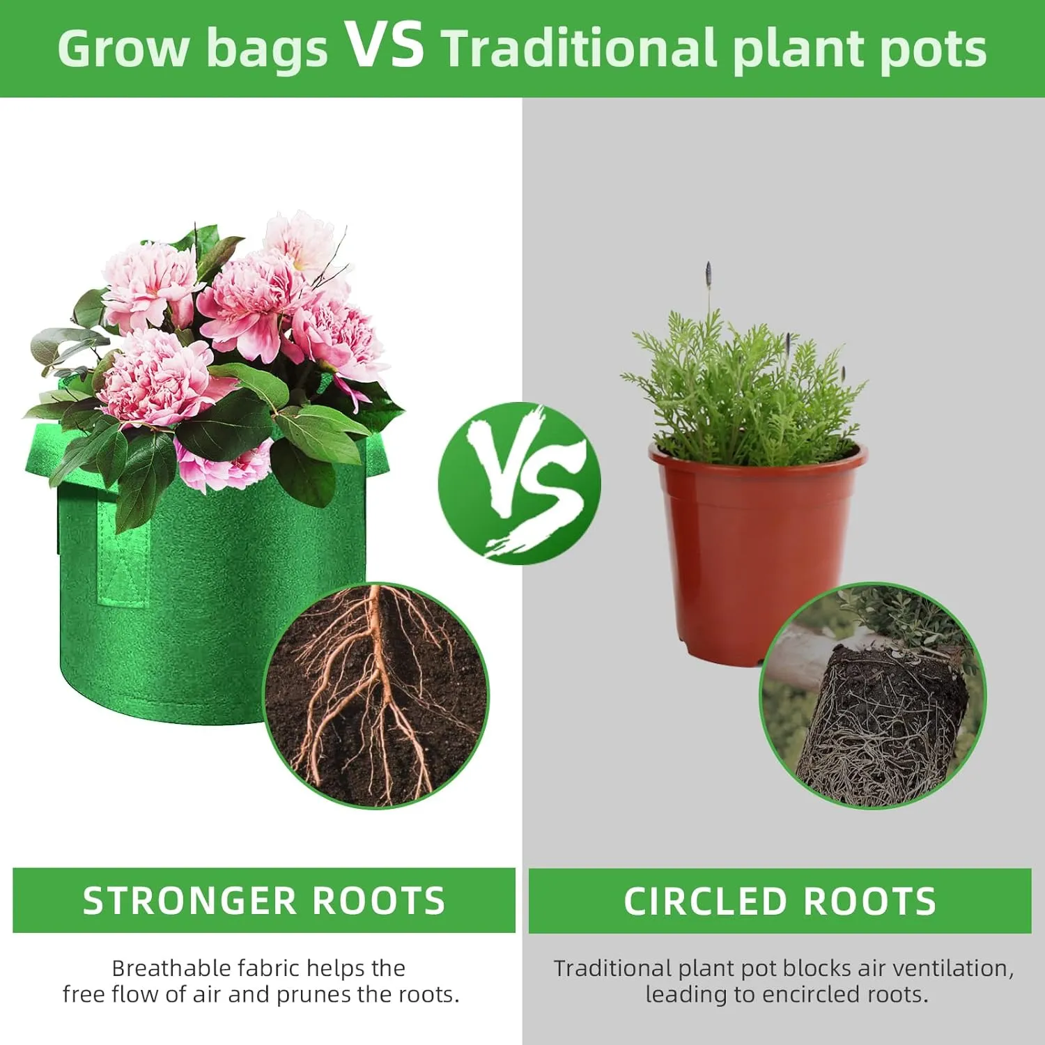 12 Pack 3 Gallon Plant Grow Bags, Thickened Nonwoven Fabric Pots with Handles, Vegetable Planter Bags Containers, Cloth Planters for Garden Vegetable/Flower/Plant/Fruits Outdoor (Green)