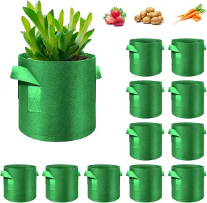 12 Pack 3 Gallon Plant Grow Bags, Thickened Nonwoven Fabric Pots with Handles, Vegetable Planter Bags Containers, Cloth Planters for Garden Vegetable/Flower/Plant/Fruits Outdoor (Green)