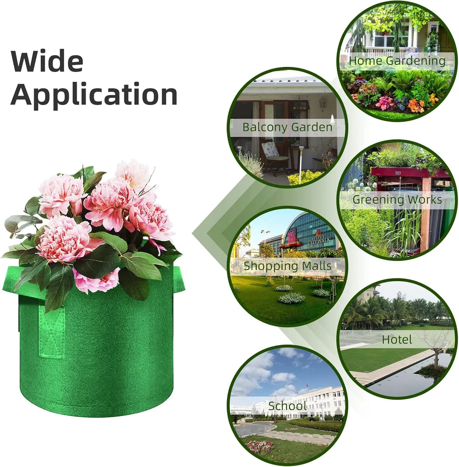 12 Pack 3 Gallon Plant Grow Bags, Thickened Nonwoven Fabric Pots with Handles, Vegetable Planter Bags Containers, Cloth Planters for Garden Vegetable/Flower/Plant/Fruits Outdoor (Green)