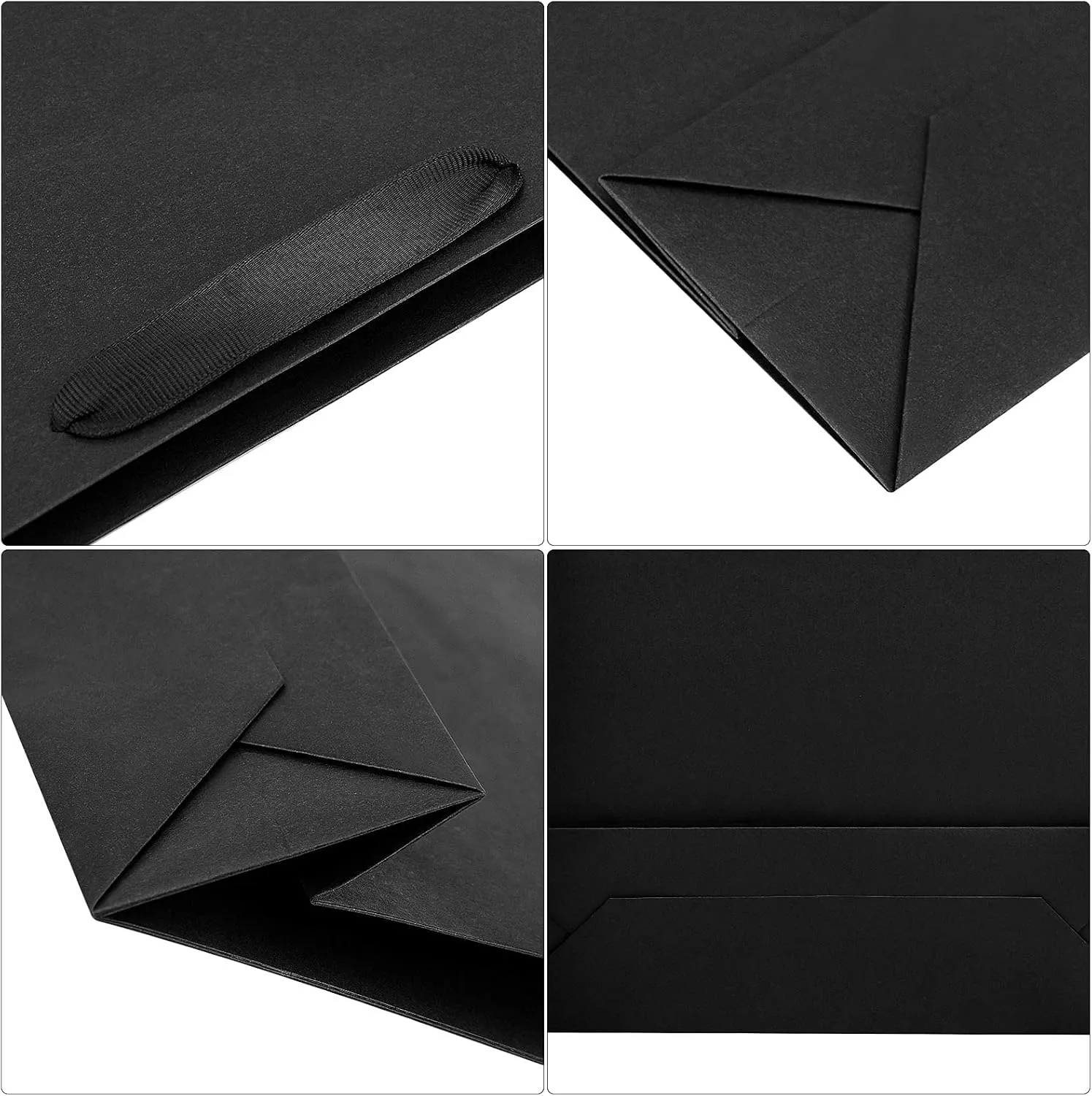 12 pcs Kraft Gift Bags Bulk Extra Large Size 16x6x12 Inches, Black Kraft Paper Shopping Bags with Ribbon Handles, Party Favor Bags, Shopping Bags, Retail Bags, Wedding Bags