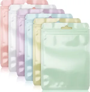 120 Pcs 4" x 6" Resealable Bag Sealable Bag for Packaging Pastel Cute Small Plastic Pouch with Clear Window for Food Storage Easter Party Favor Small Business, Green, Yellow, Blue, Purple, White, Pink