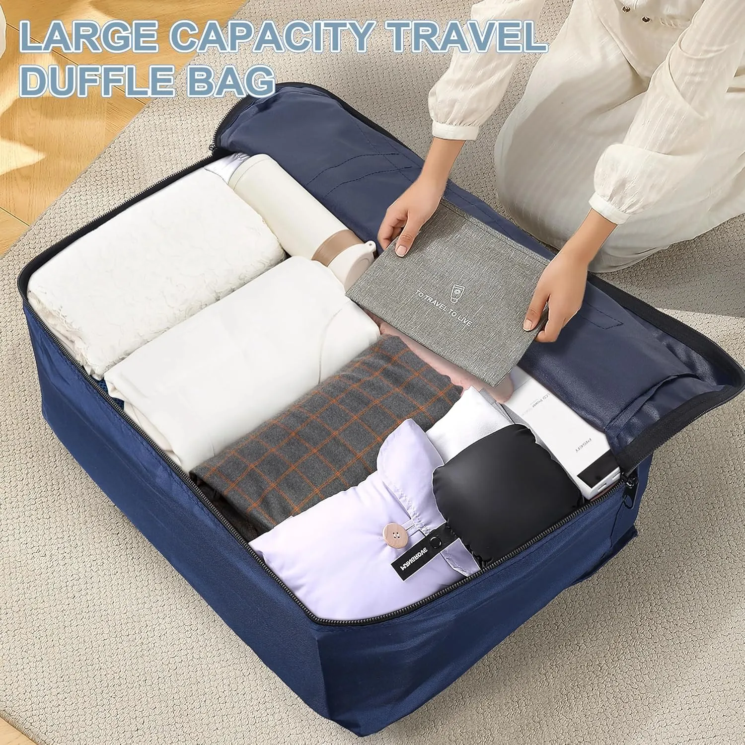 120L Foldable Travel Duffle Bag for Men and Women - Large Collapsible Duffel Bag - Waterproof Overnight Weekender Bag for Travel, Moving