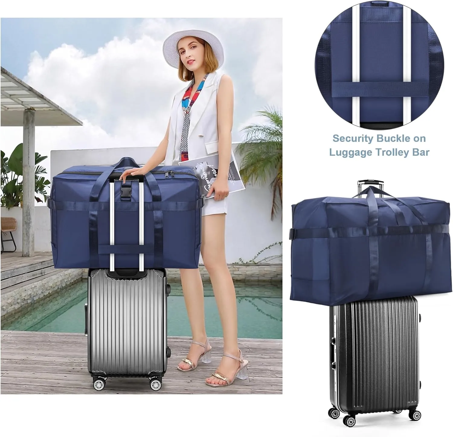 120L Foldable Travel Duffle Bag for Men and Women - Large Collapsible Duffel Bag - Waterproof Overnight Weekender Bag for Travel, Moving