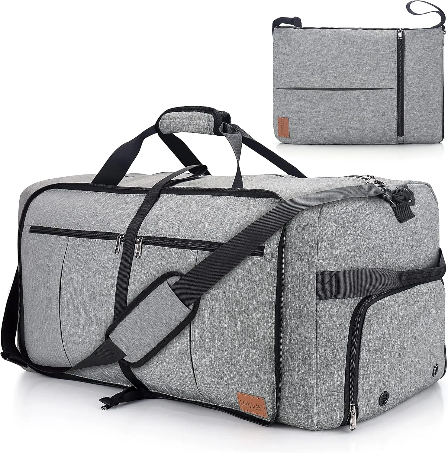 120L Travel Duffle Bag for Men, Large Foldable Duffel Bag for Travel with Shoe Compartment Overnight Weekender Bag Gym Bag for Men Women Waterproof & Tear Resistant (Gray, 120L)