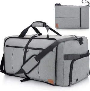 120L Travel Duffle Bag for Men, Large Foldable Duffel Bag for Travel with Shoe Compartment Overnight Weekender Bag Gym Bag for Men Women Waterproof & Tear Resistant (Gray, 120L)