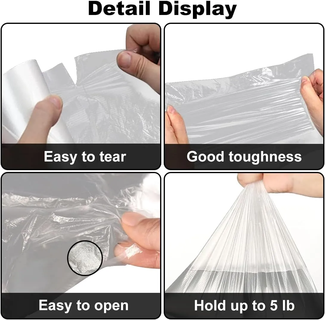 12" x 20" Plastic Produce Bags Roll, Fresh-Keeping Disposable Food Bags, Clear Plastic Bag for Food, Bread, Refrigerator Storage, Kitchen, Supermarket, 700 (2 rolls x350)