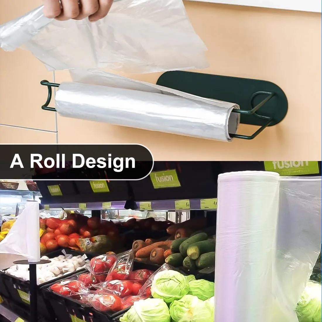 12" x 20" Plastic Produce Bags Roll, Fresh-Keeping Disposable Food Bags, Clear Plastic Bag for Food, Bread, Refrigerator Storage, Kitchen, Supermarket, 700 (2 rolls x350)