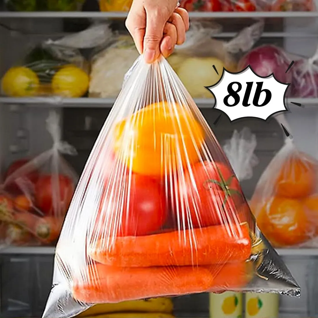 12" x 20" Plastic Produce Bags Roll, Fresh-Keeping Disposable Food Bags, Clear Plastic Bag for Food, Bread, Refrigerator Storage, Kitchen, Supermarket, 700 (2 rolls x350)