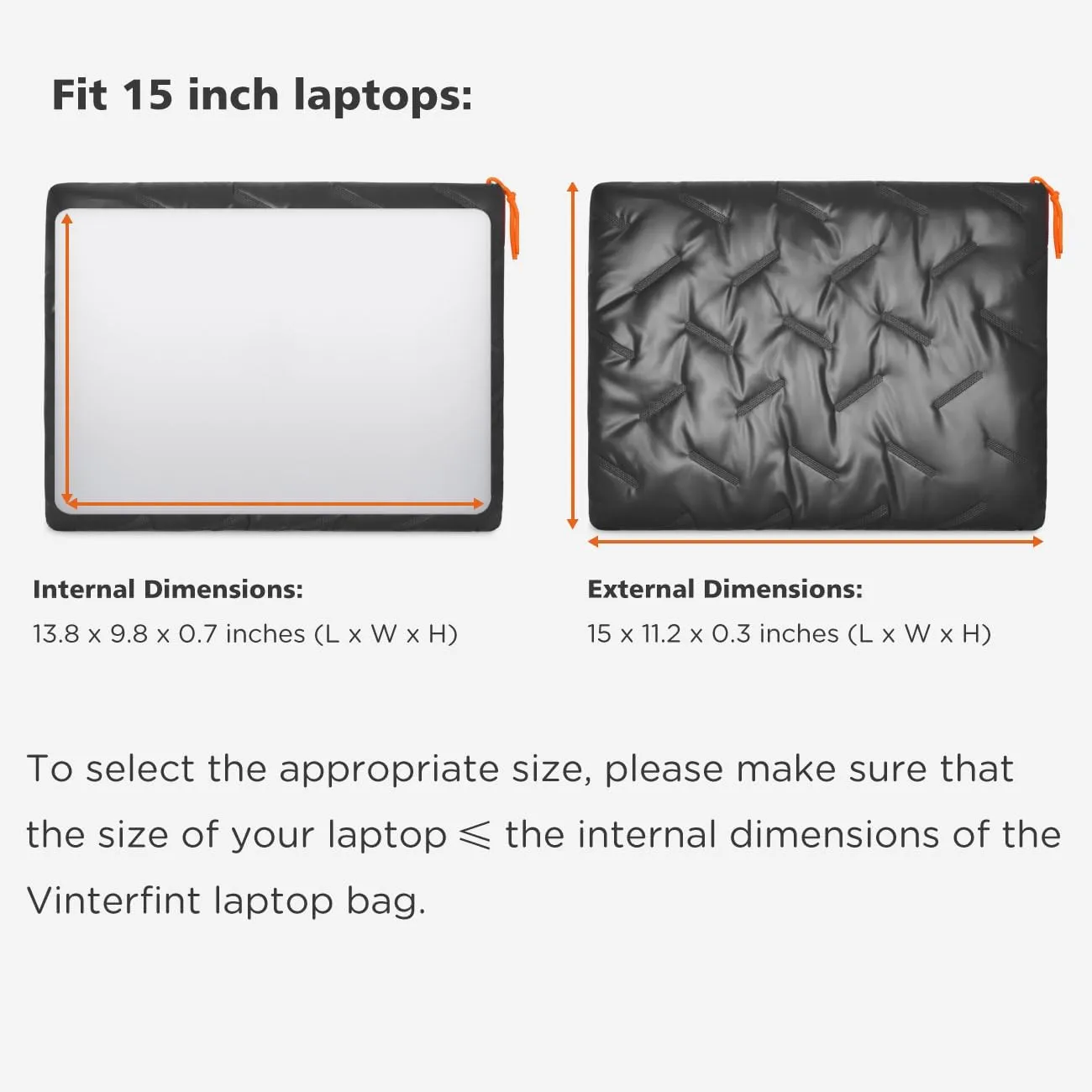 15" Slim Laptop Sleeve Case - Compatible with 15" MacBook Air M4/M3, MacBook Pro, Surface Laptop 7/6, XPS 15 & More - Black