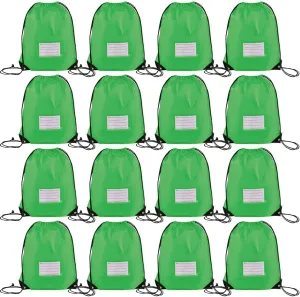 16 Pack Drawstring Bags,Bulk Draw String Backpack, DIY Gym Sports Cinch Bag Sackpack for Women Men, Green