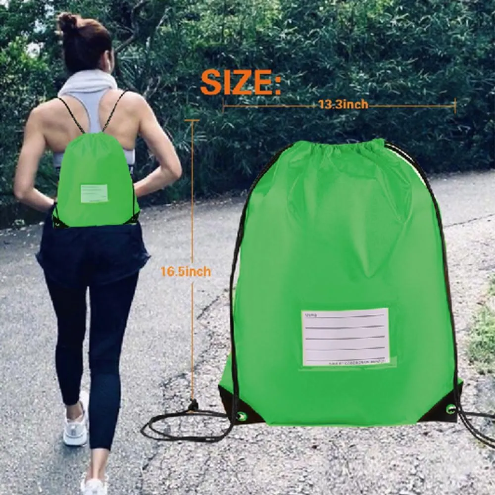 16 Pack Drawstring Bags,Bulk Draw String Backpack, DIY Gym Sports Cinch Bag Sackpack for Women Men, Green