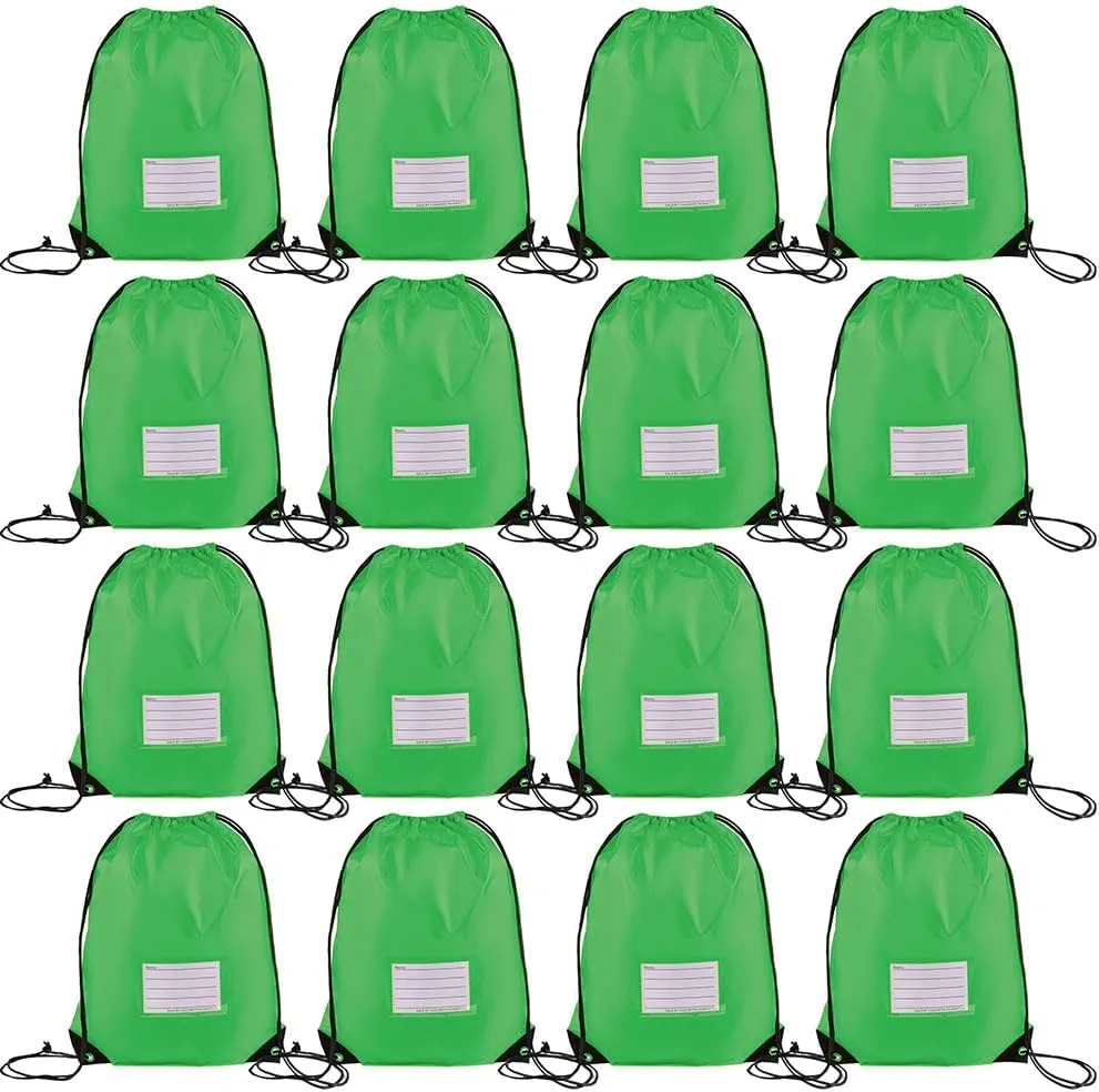 16 Pack Drawstring Bags,Bulk Draw String Backpack, DIY Gym Sports Cinch Bag Sackpack for Women Men, Green