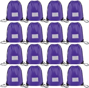 16 Pack Drawstring Bags,Bulk Draw String Backpack, DIY Gym Sports Cinch Bag Sackpack for Women Men, Purple