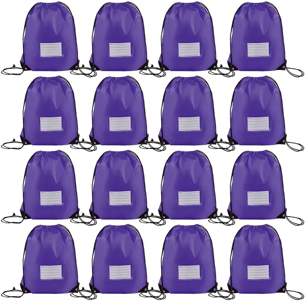 16 Pack Drawstring Bags,Bulk Draw String Backpack, DIY Gym Sports Cinch Bag Sackpack for Women Men, Purple
