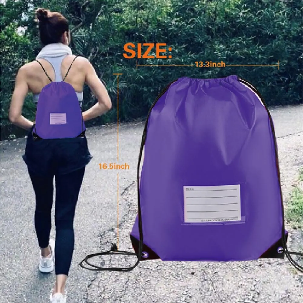 16 Pack Drawstring Bags,Bulk Draw String Backpack, DIY Gym Sports Cinch Bag Sackpack for Women Men, Purple