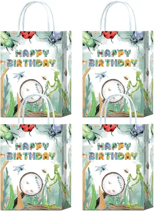 16 Pcs Bug Party Favors bags - Green Insect Bug Birthday Party Decorations, Fun Insects Bags for Bugs Life Party, Educational Insect Party Favors for Kids