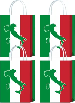 16 Pieces Italian Flag Birthday Goodie Bags,Italian Flag Red White and Green Gift Snacks Treat Candy Favors Bags for Italian Theme Family Gathering Birthday Party Decorations