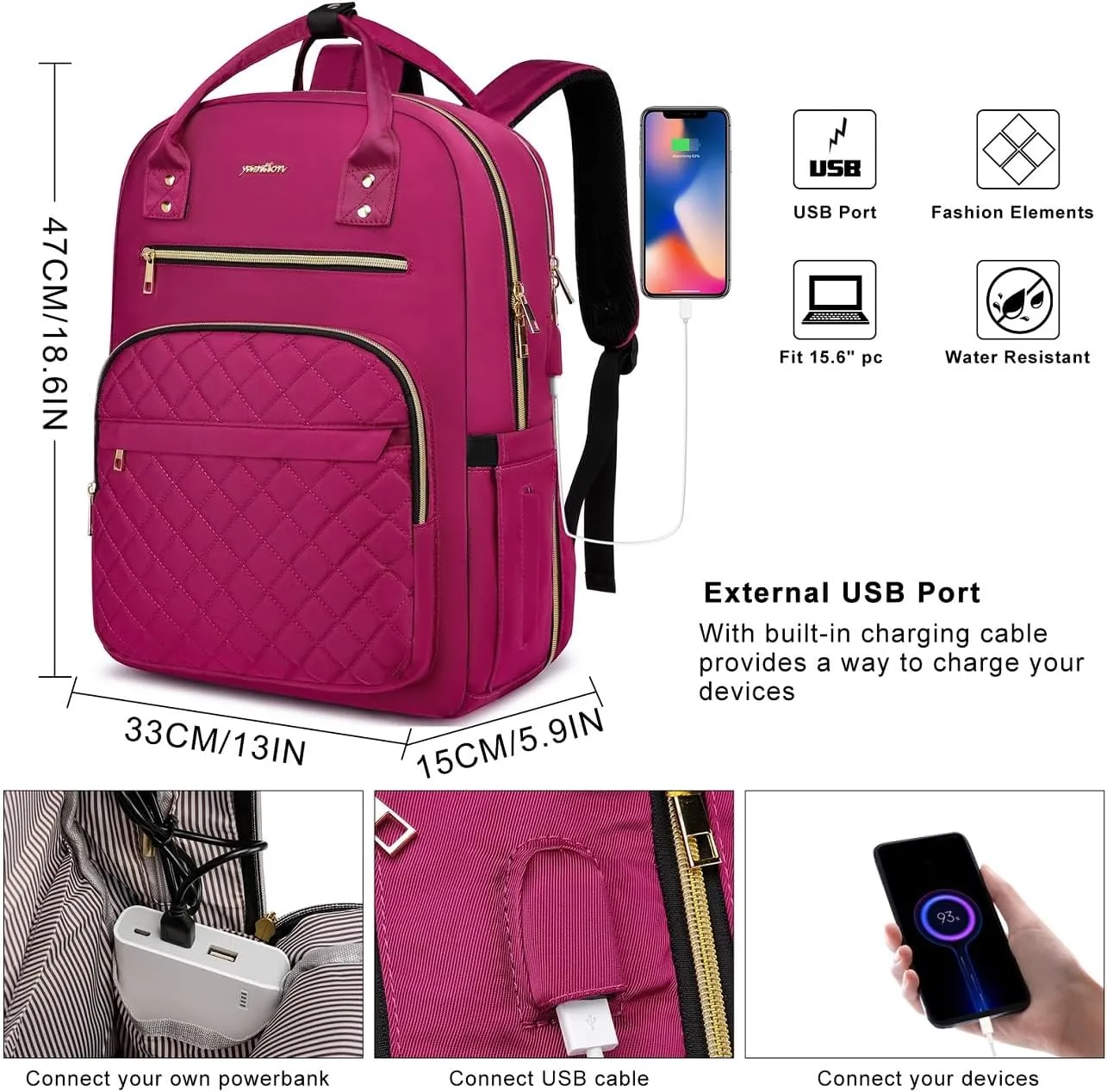 17 Inch Backpack for Women and Teen Girls,School Backpack TSA Laptop Bookbag with USB for College University Students Business Office Work Travel