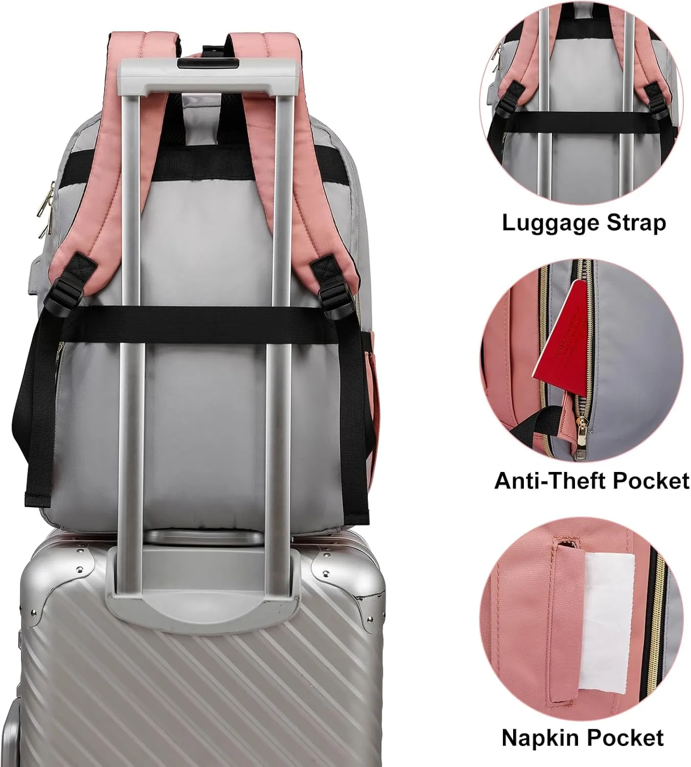 17 Inch Backpack for Women and Teen Girls,School Backpack TSA Laptop Bookbag with USB for College University Students Business Office Work Travel