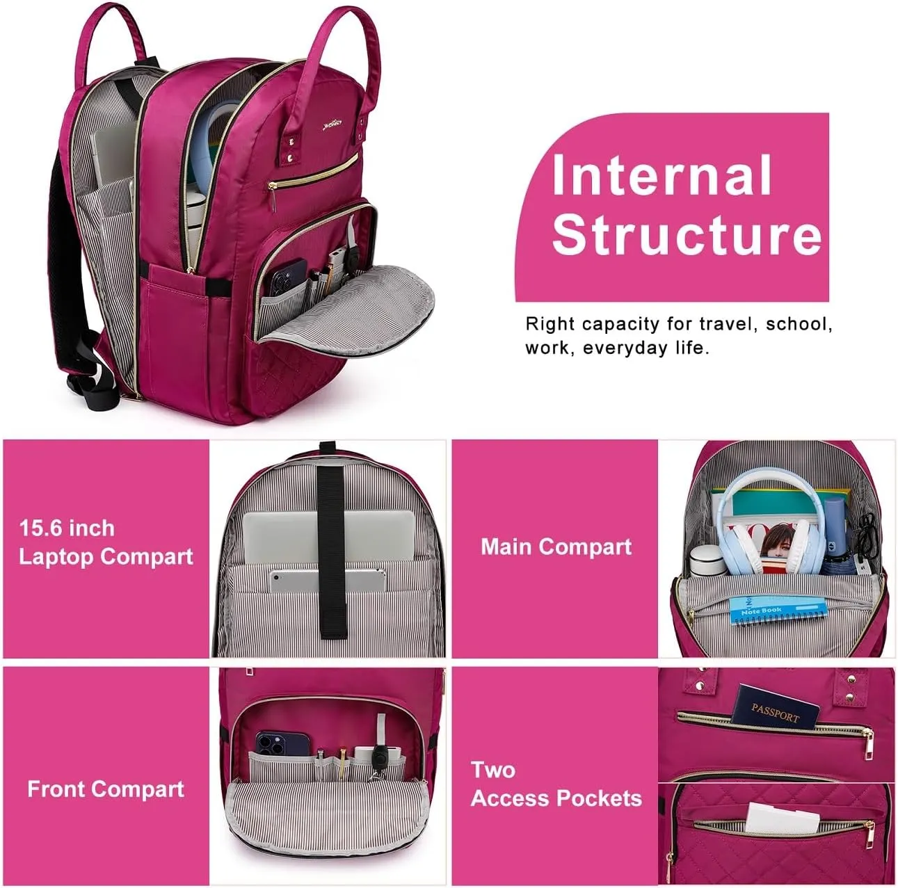 17 Inch Backpack for Women and Teen Girls,School Backpack TSA Laptop Bookbag with USB for College University Students Business Office Work Travel