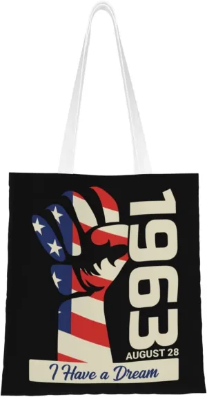 1963 August 28 I Have A Dream Tote Bag for Women Canvas Shopping Bags Reusable Beach Bag Grocery Bags Tote Shoulder Bag Gift Bags