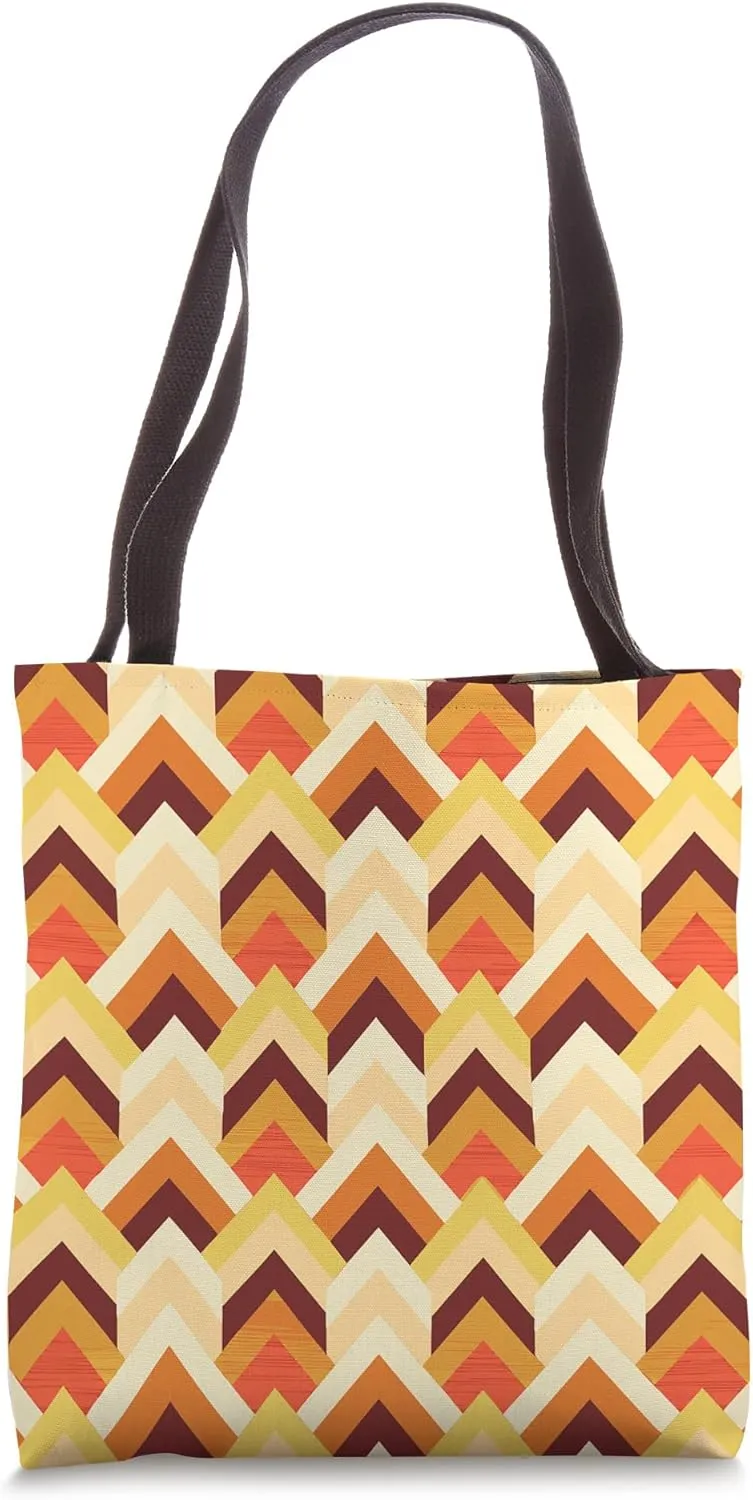 1970'S GEOMETRIC UPWARD ARROW PATTERN APRICOT FLAMESTICH Tote Bag