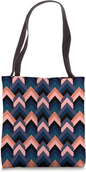1970'S GEOMETRIC UPWARD ARROW PATTERN FLAMESTICH NAVY BLUE Tote Bag