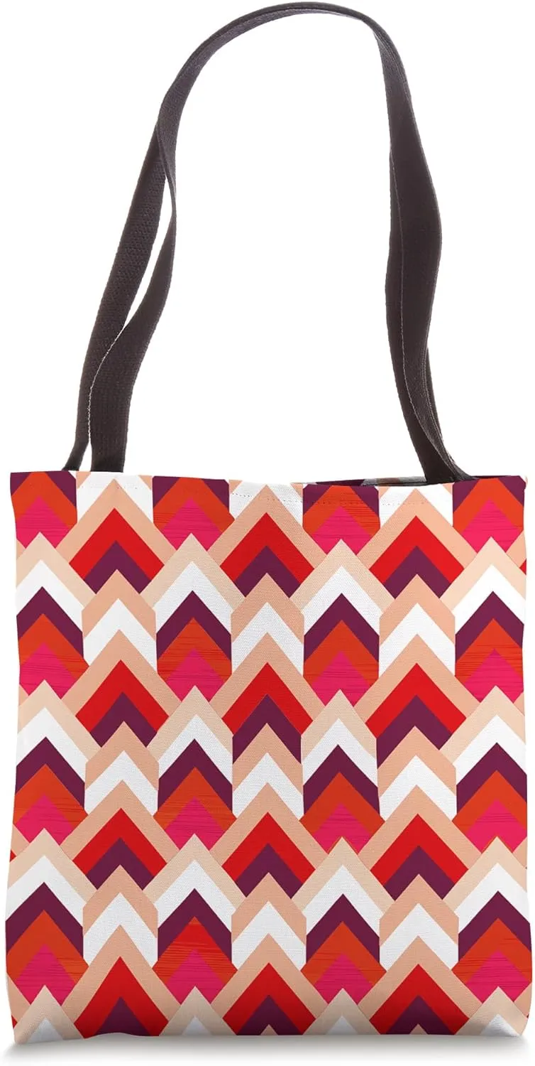1970'S GEOMETRIC UPWARD ARROW PATTERN FLAMESTICH ORANGE Tote Bag