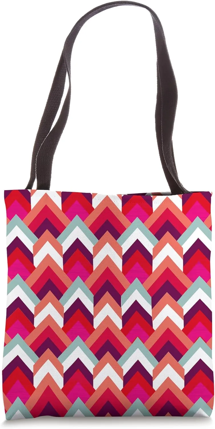 1970'S GEOMETRIC UPWARD ARROW PATTERN FLAMESTICH RED Tote Bag