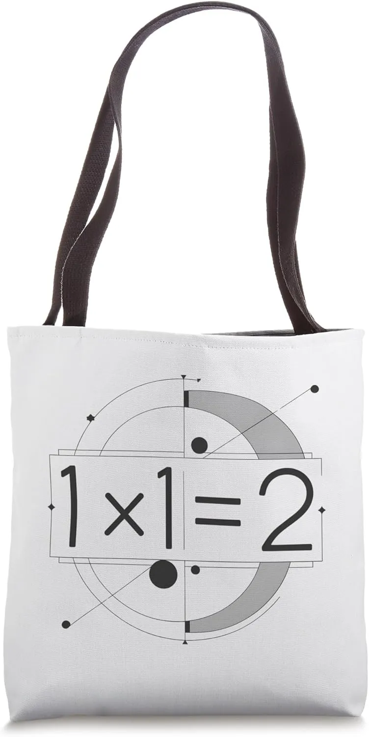 1x1=2 Abstract Minimalist Math Paradox Design Tote Bag